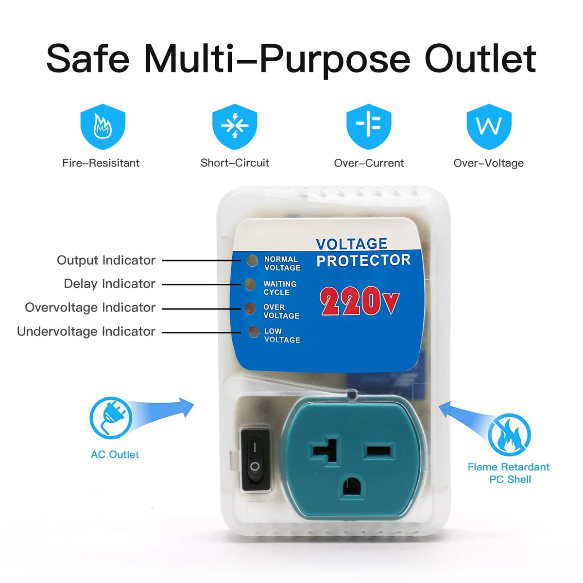 BSEED surge protector outlet back dial detail for voltage adjustment