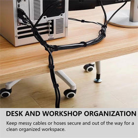 BSELEYY hook-and-soft-surface strap keeps cords attached without snagging