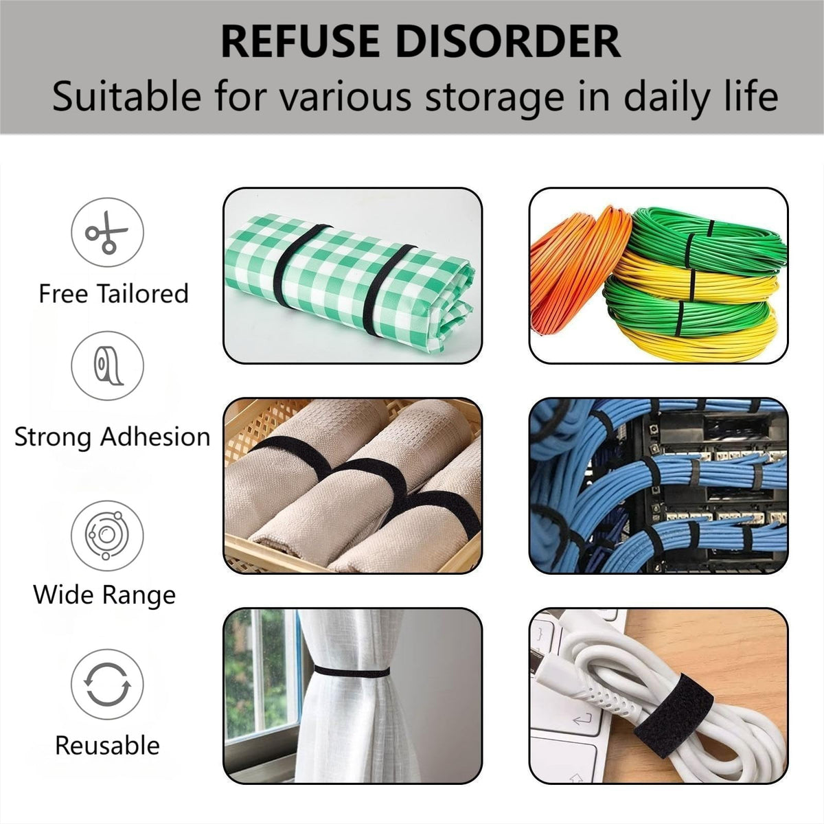 Two-roll BSELEYY cable tie set provides ample length for multiple projects