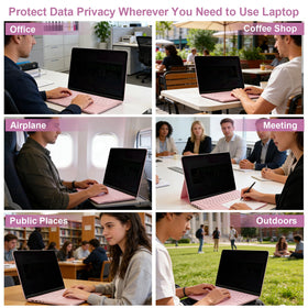 BSPROTE in cafe protecting screen privacy while working on laptop