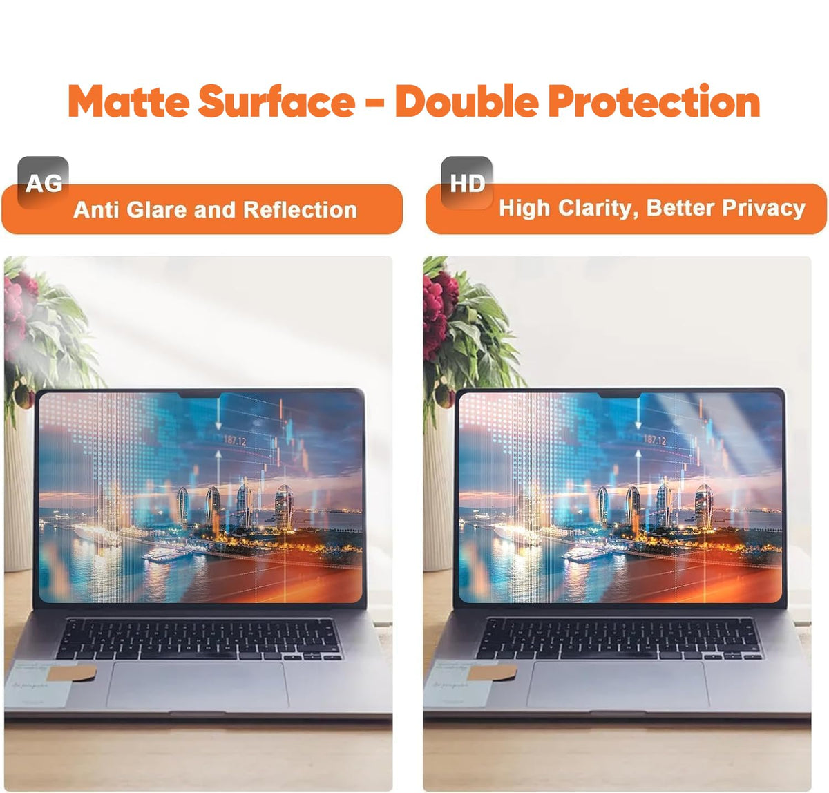 BSPROTE privacy screen for MacBook Air reduces blue light and glare