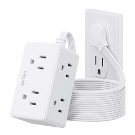 BSRDyb 10ft flat plug power strip with six outlets, wall-mount ready for dorm rooms