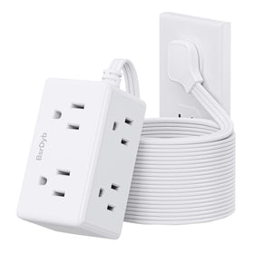 BsrDyb 15ft flat plug power strip with six outlets, ideal for clutter-free dorm desks.