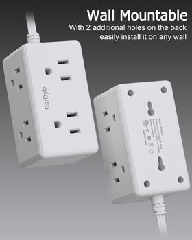 BsrDyb dorm room 15ft extension power strip, reach outlets from desk to bed.