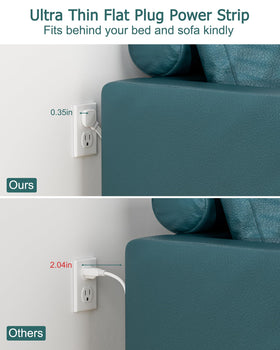 BSRDyb flat plug power strip right-angle design saves wall space during use