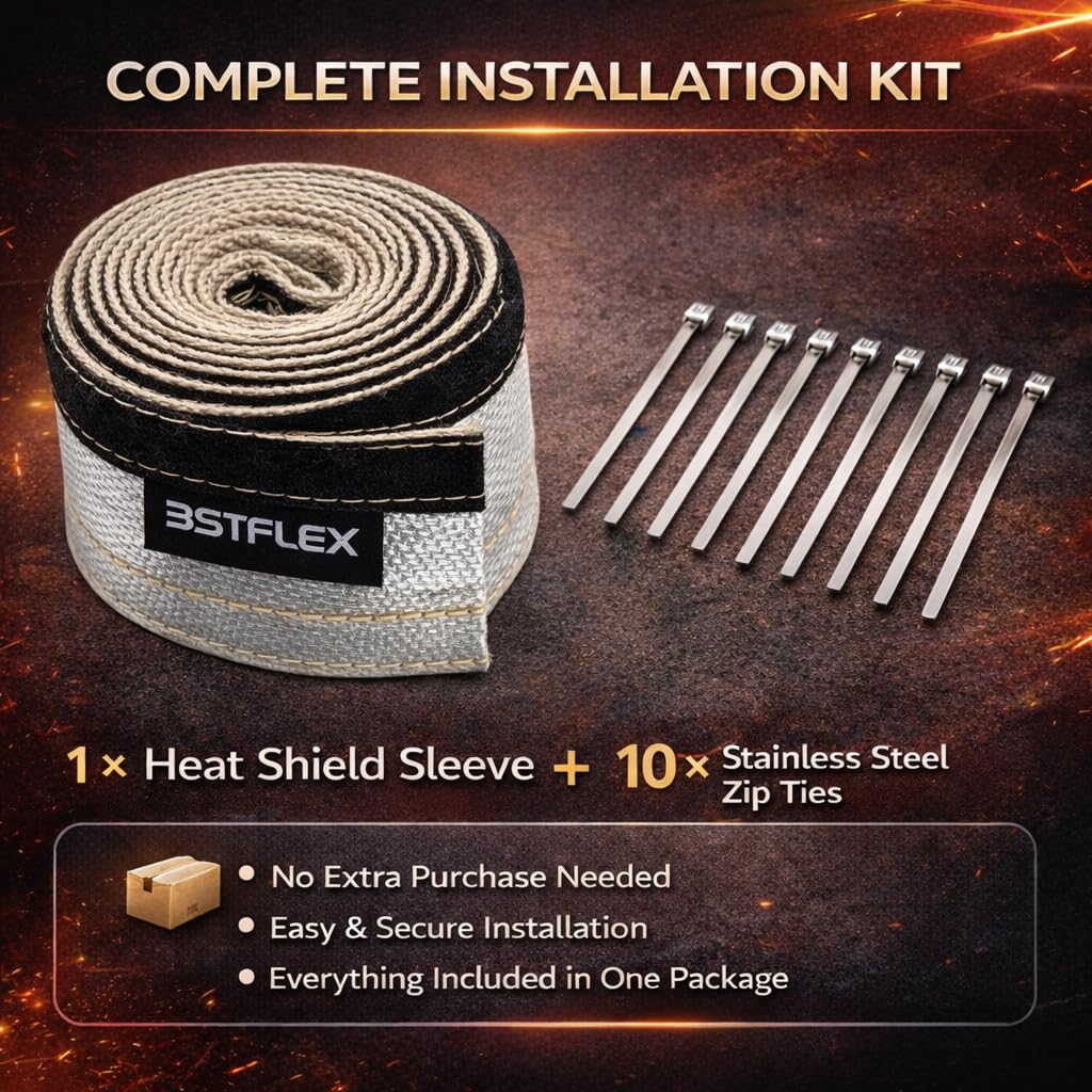 BSTFLEX 10 ft heat shield kit with sleeve and zip ties