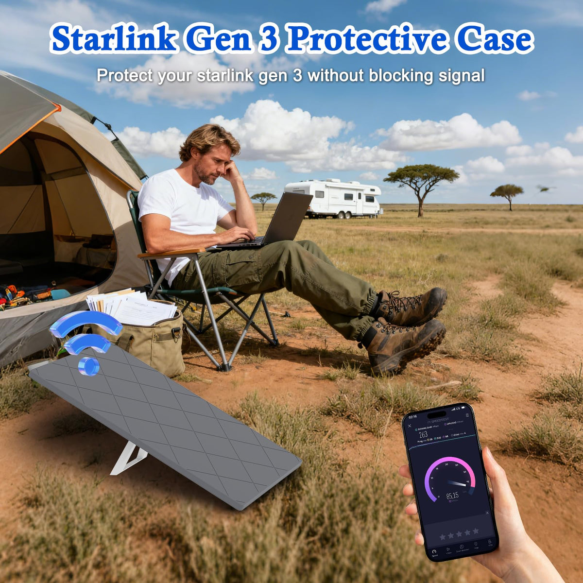 BSTSLL Starlink Gen 3 quick-install image showing tool-free snap-on.
