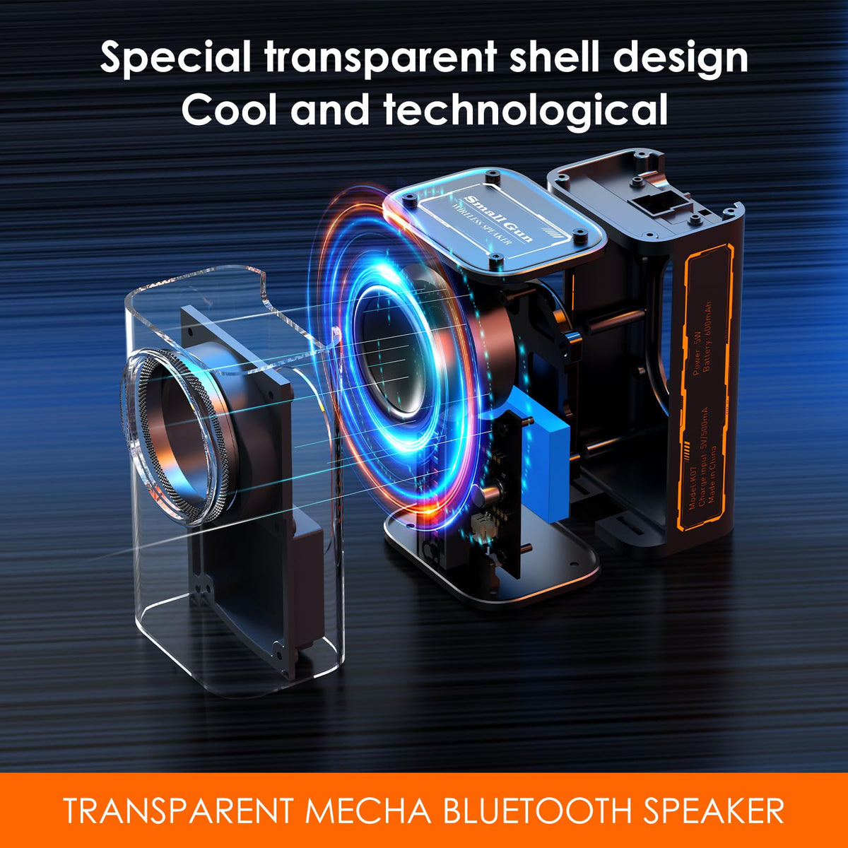 BSZHI K07 transparent mecha-style speaker adds tech flair to rooms.