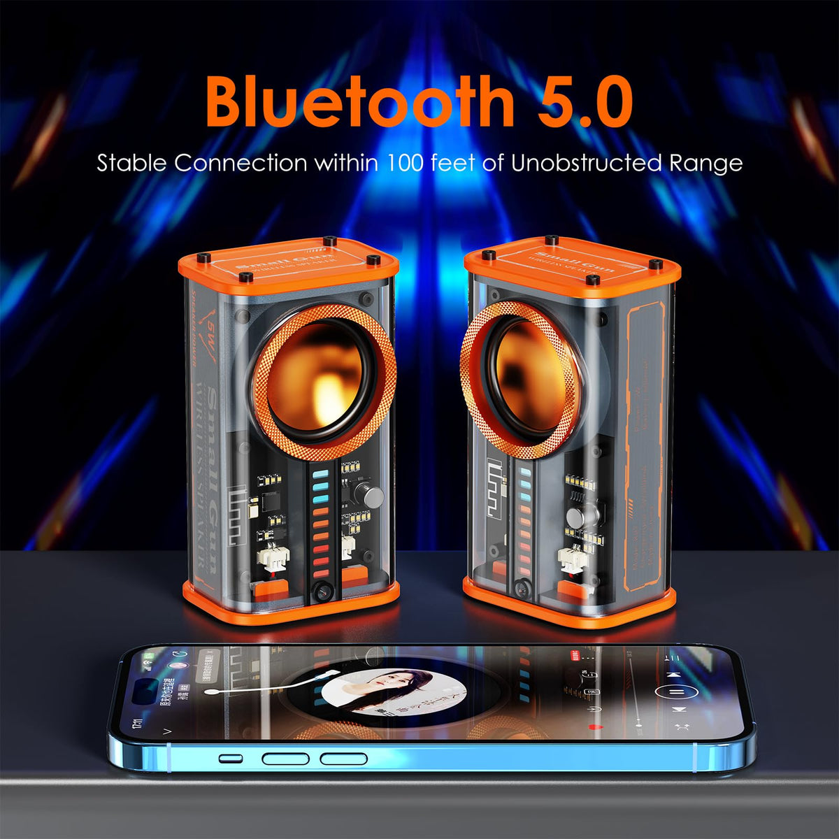 BSZHI speaker connects quickly via Bluetooth 5.0 from phones and laptops.