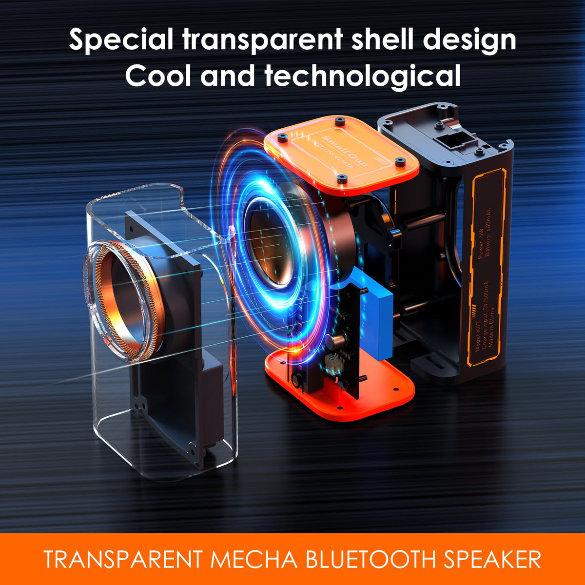 BSZHI transparent speaker with LED lights dancing to music for vibrant mood.