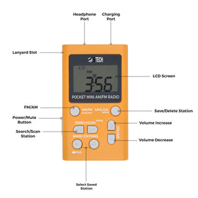 BTECH MPR-AF1 built-in clock helps keep track of time during activities.