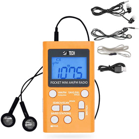 BTECH MPR-AF1 pocket radio with LCD display for easy AM/FM tuning.