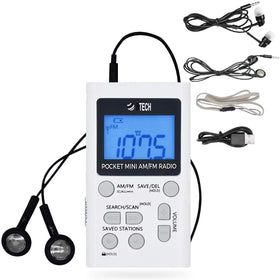 BTECH MPR-AF1 pocket radio front view with crisp LCD display.