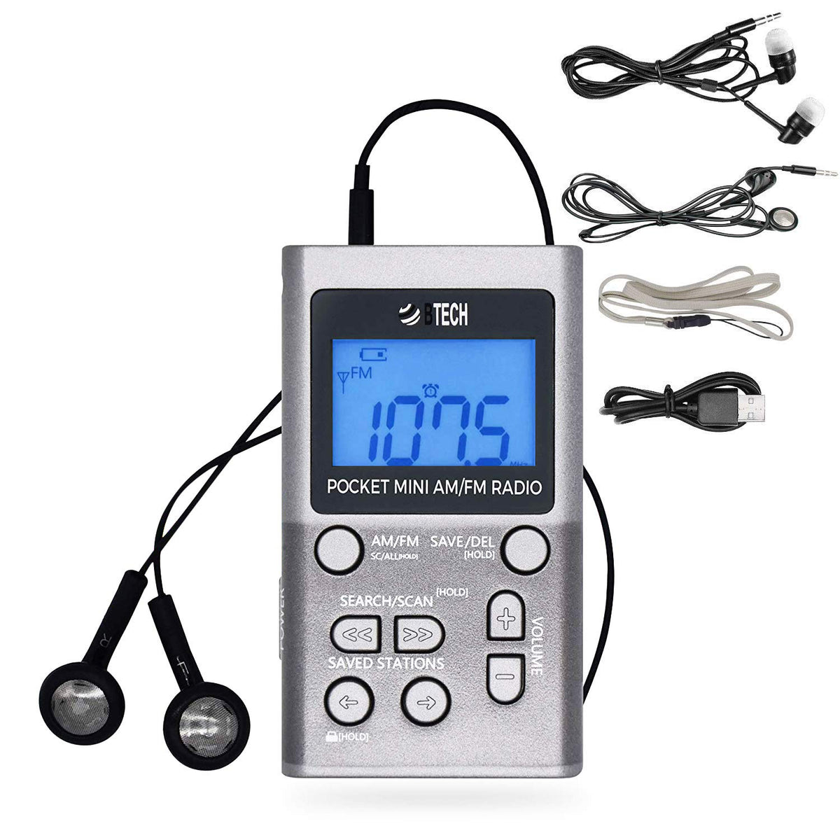 BTECH MPR-AF1 pocket radio front view highlighting compact design and portability