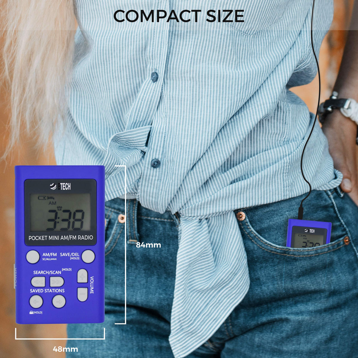 BTECH MPR-AF1 radio side view showing slim pocket size