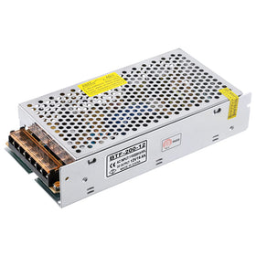 BTF-LIGHTING AC100-240V to DC12V 16.5A front view shows compact power supply for LED strips and cameras