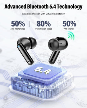 Btootos charging case open with earbuds seated, demonstrates storage benefit