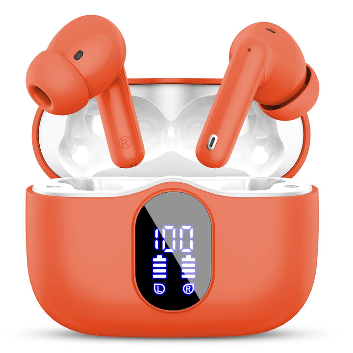 Btootos front view of earbuds and case showing compact design and quick access