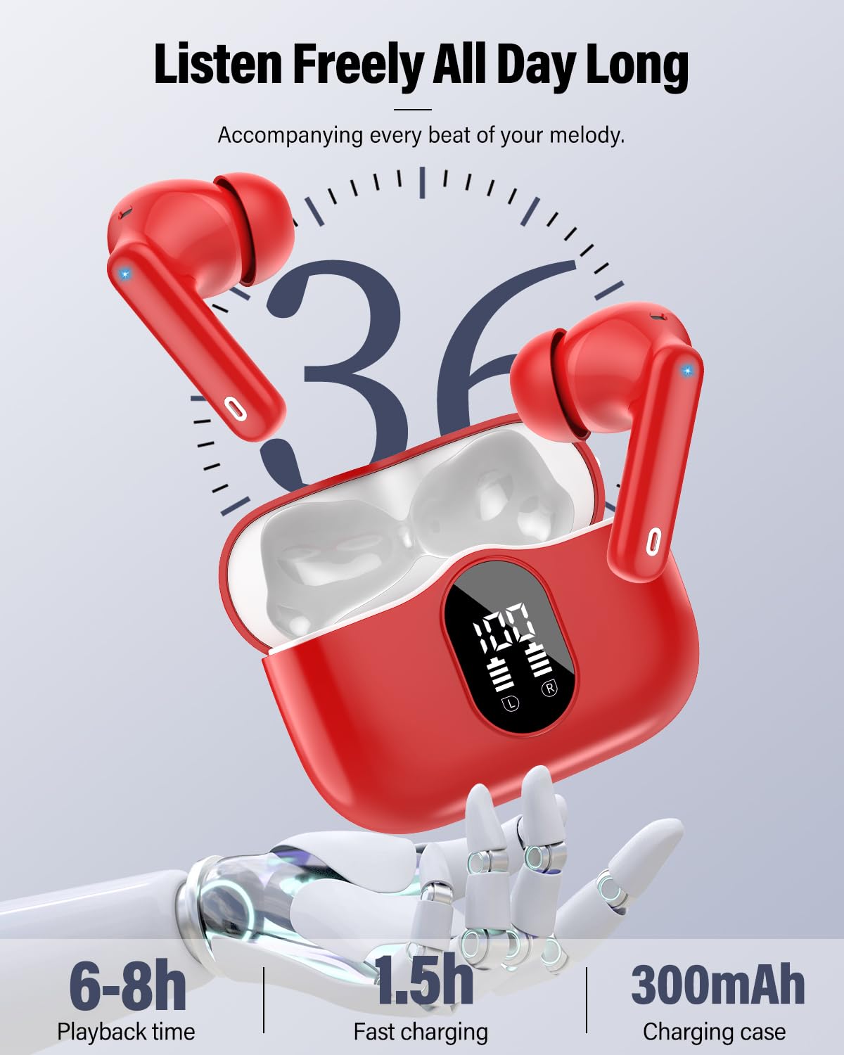 Btootos earbuds in hand showing compact size for easy pocket storage