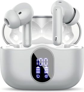 Btootos front packaging in graphite gray showing compact earbuds and carrying case benefit portability