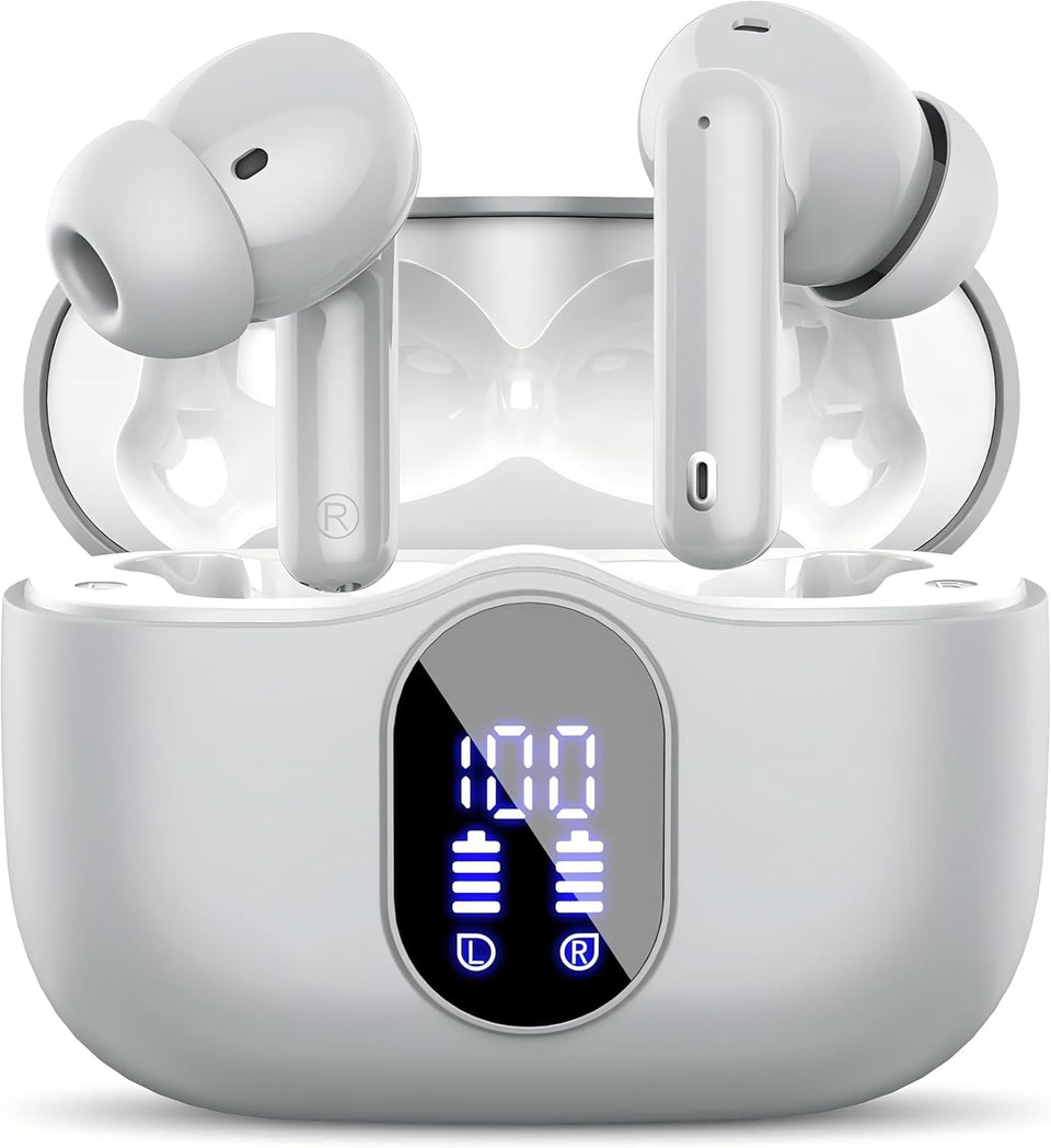 Btootos front packaging in graphite gray showing compact earbuds and carrying case benefit portability