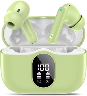 Btootos grass green earbuds front packaging showing product and case, clear purchase information