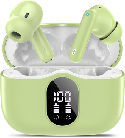 Btootos grass green earbuds front packaging showing product and case, clear purchase information