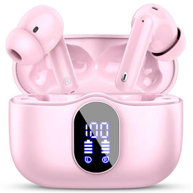 Btootos front packaging in pink showing earbuds and case, highlights compact design