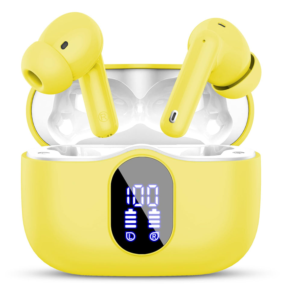 Btootos front packaging showing yellow earbuds and benefits