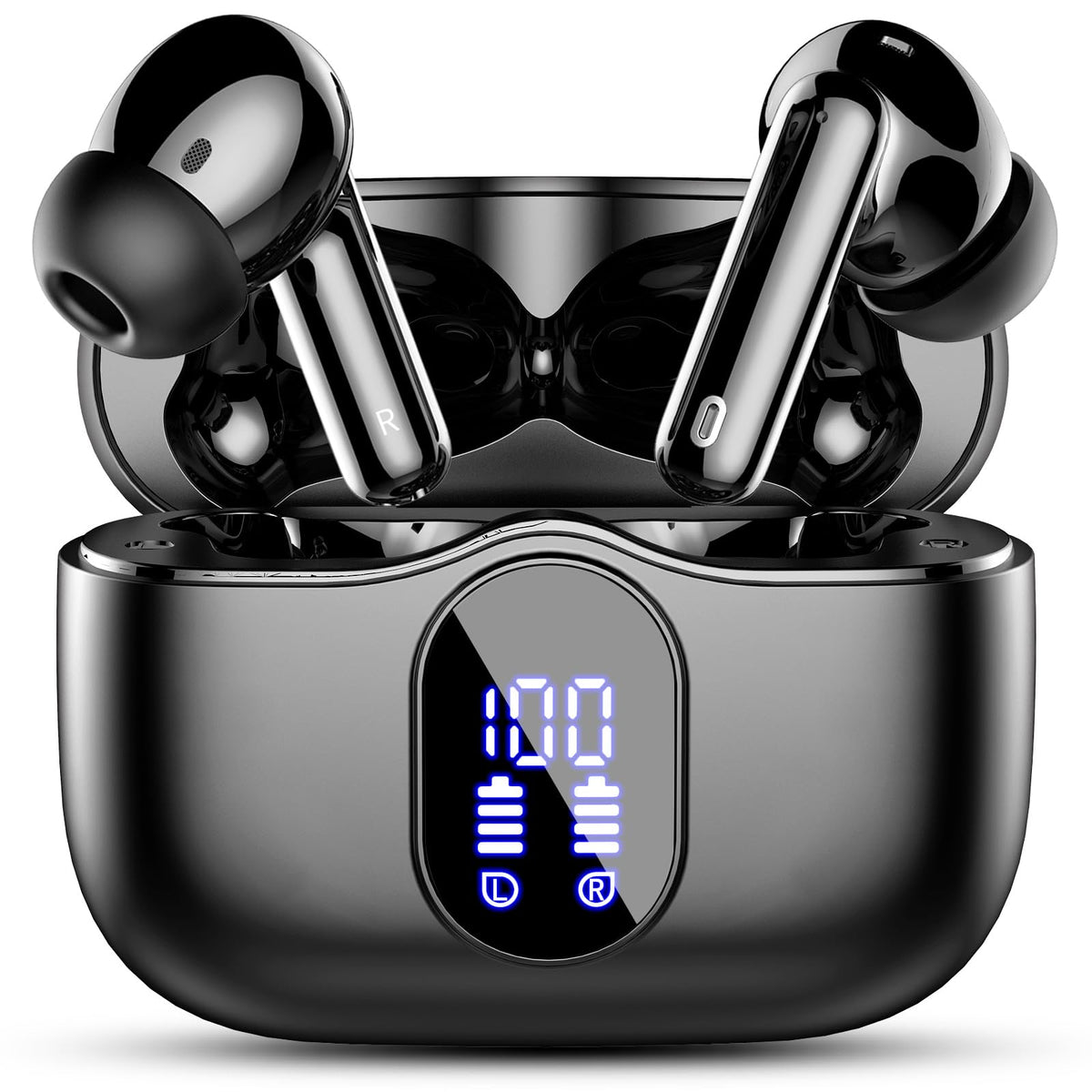 Btootos front packaging showing earbuds and case, highlights features