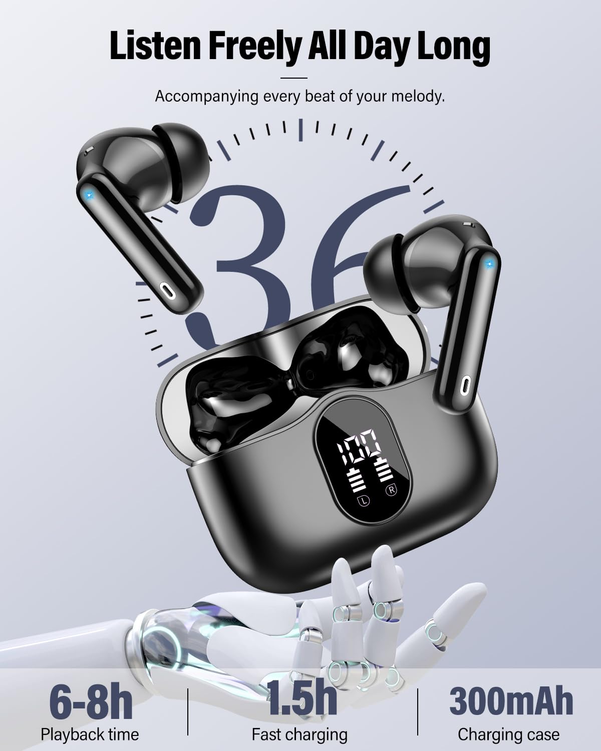 Btootos earbud in-ear during workout, secure fit and sweat protection