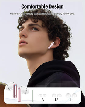 btootos earbuds on desk by laptop illustrating clear calls and remote work convenience