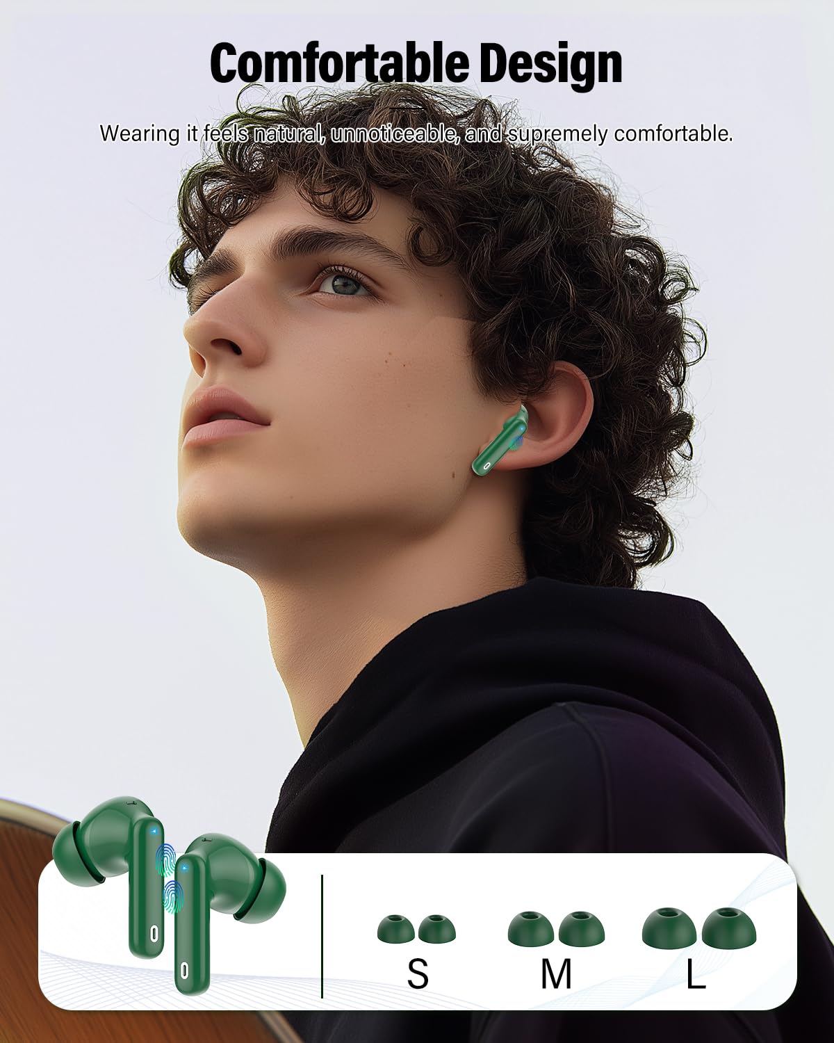 Btootos earbuds running outdoors illustrating IP7 water resistance and sweat protection