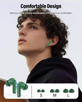 Btootos earbuds running outdoors illustrating IP7 water resistance and sweat protection