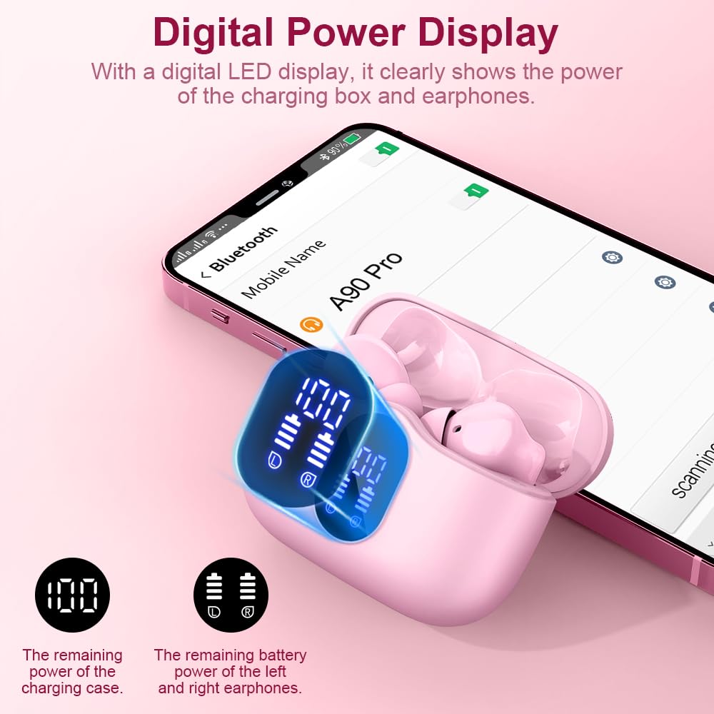Btootos earbuds beside smartphone for scale, benefit: pocket-friendly compact size
