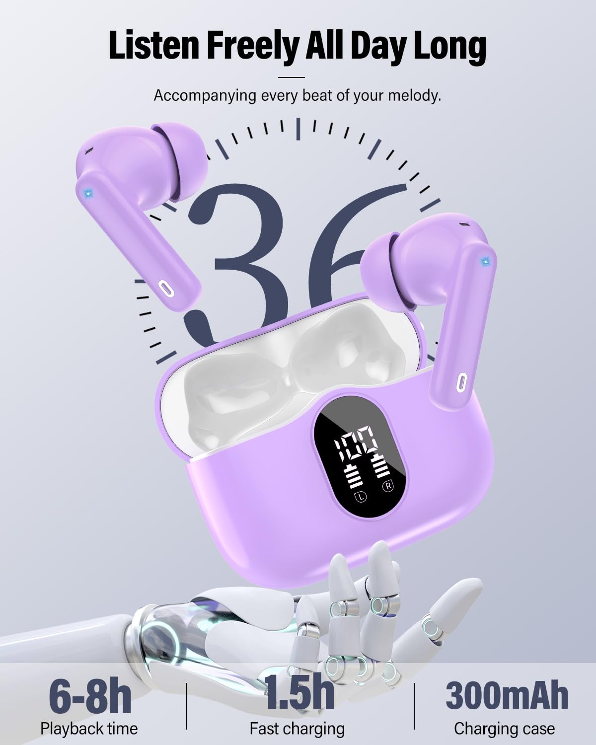 Btootos touch controls on earbud being tapped, enables hands-free playback control