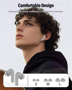 Btootos earbud with water droplets illustrating IP7 protection against sweat and rain