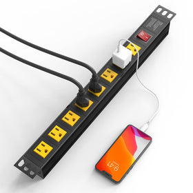 BTU six-foot power cord and plug displayed to show reach and flexible placement for mobile racks