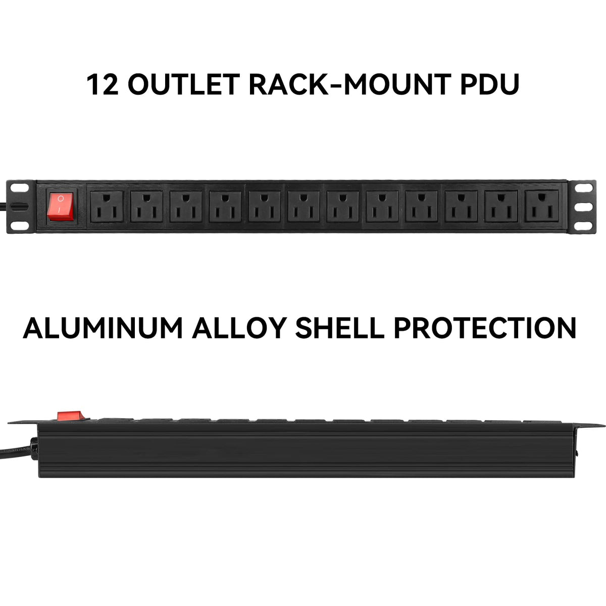 BTU metal wall-mount power strip keeps equipment accessible and tidy.