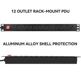 BTU metal wall-mount power strip keeps equipment accessible and tidy.