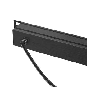 BTU close-up of wide-spaced right-angle outlets showing easy large-plug accommodation for tidy cabling