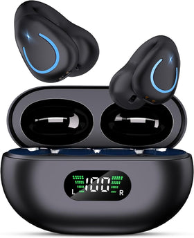 BUABMEQ clip-on earbuds in open-ear design for breathable comfort during workouts
