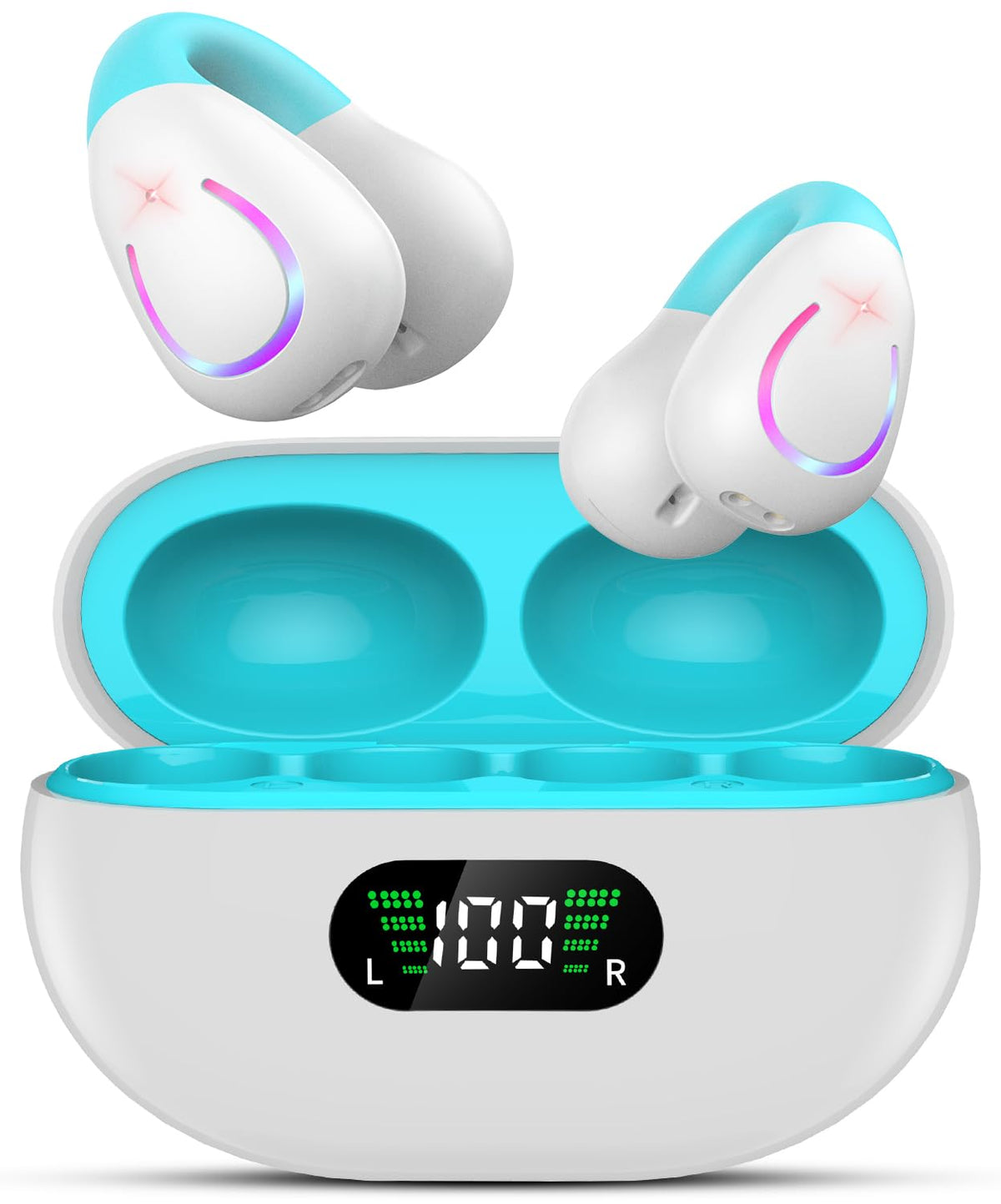 BUABMEQ open-ear design for comfortable all-day wear and breathable airflow.