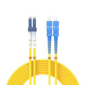 Buacoz LC/UPC to SC/UPC OS2 patch cord 30m with yellow jacket for indoor fiber links