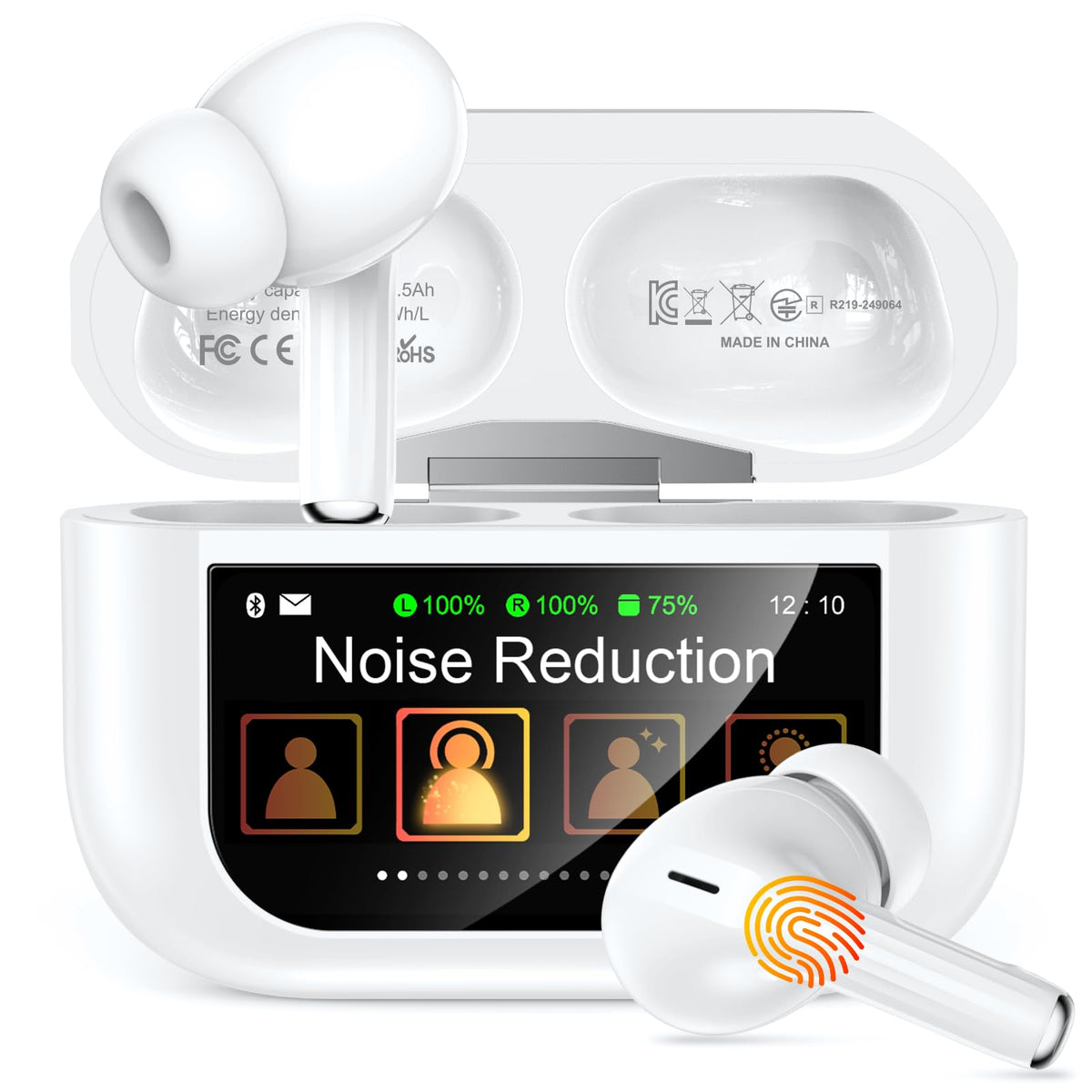 Bucephalus ivory-white earbuds case for portable charging and protection.