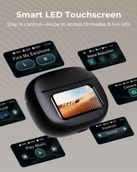 Bucephalus touchscreen case LED display, shows battery level for convenience
