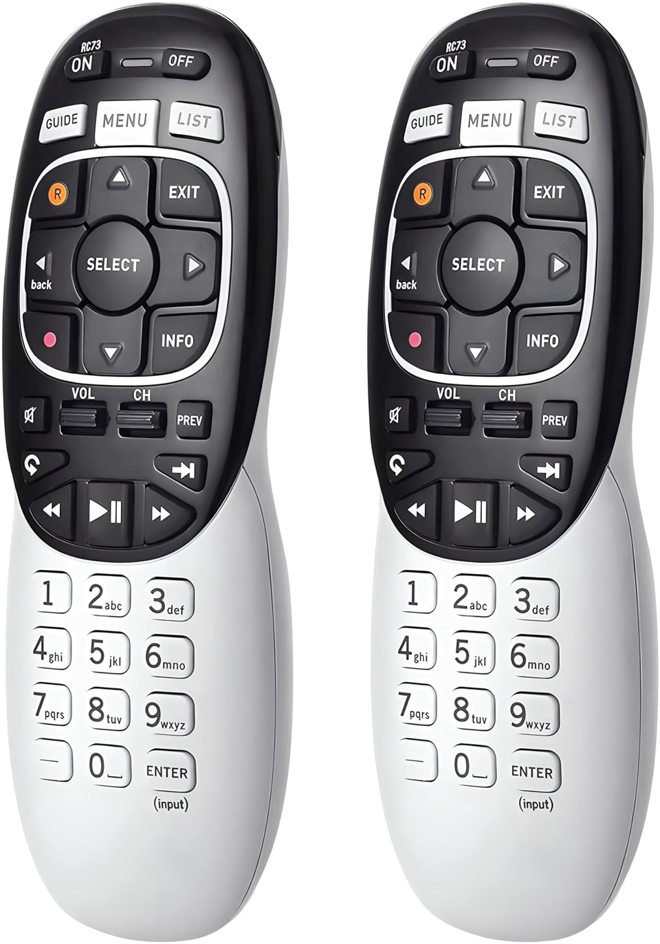 Buck Tape AT&T DirecTV RC73 remote front view, replacement-ready for HR receivers.