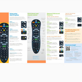 BUCK TAPE AT&T S30-S1B remote, simple setup guidance and battery compartment access.