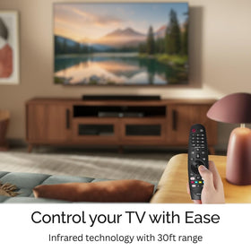 BUCK U.S.A remote beside a TV to show size and easy handling in scale