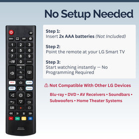 BUCK U.S.A remote positioned beside LG TV showing compatibility and convenience